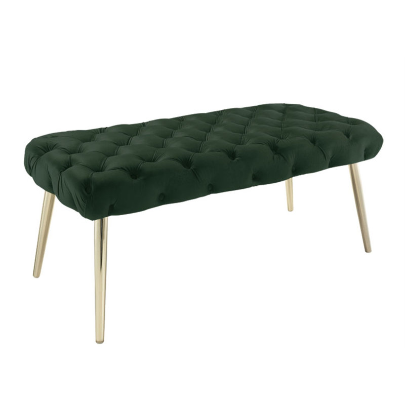 Banc rembourré Triniyah Upholstery, Vert forêt, Or