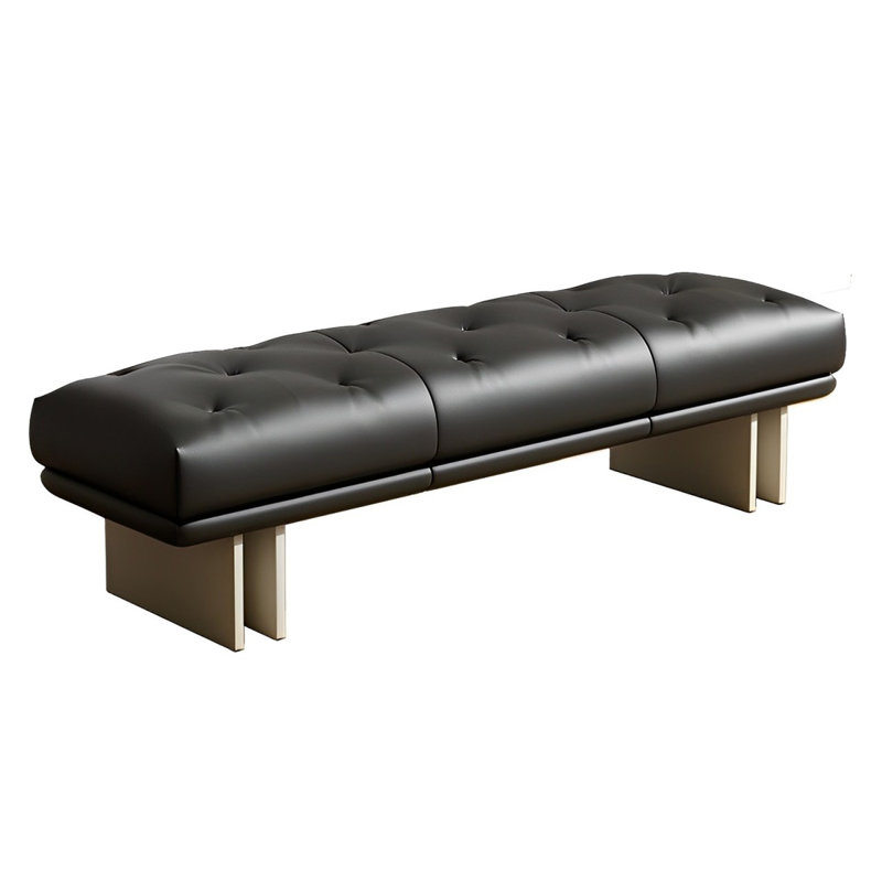 Banc rembourré en cuir Shanique, H 16,53 po x l 78,74 po x P 19,68 po, Noir