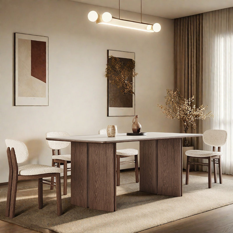Table de salle à manger rectangulaire de couleur noyer blanc pur, H 29,52 po x L 55,11 po x l 31,49 po