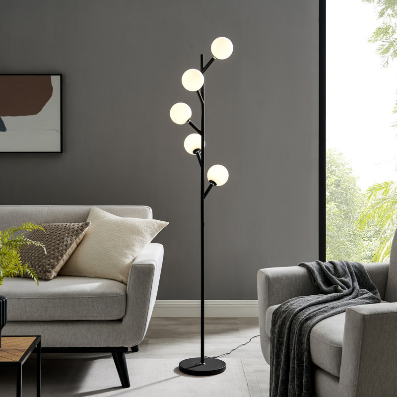Lampe sur pied à DEL 71,5 po Tellis, Noir