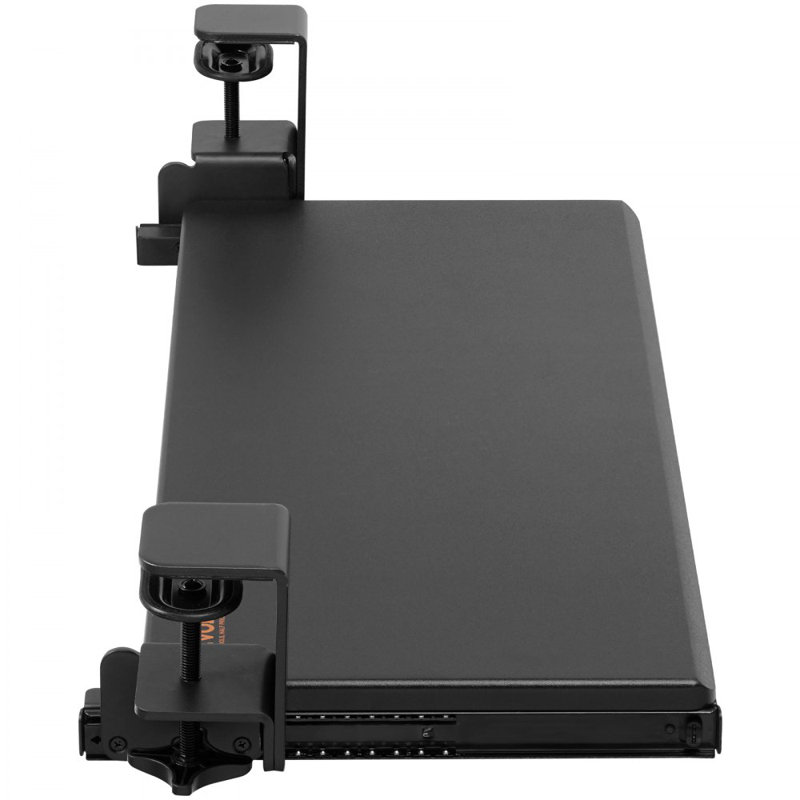Keyboard Tray Under Desk, Pull out Keyboard/Mouse Tray Under Desk with Sturdy No-drill C Clamp Mount, Large 26.8 x 11 inch Slide-out Computer Drawer for Typing in Home, Office Work