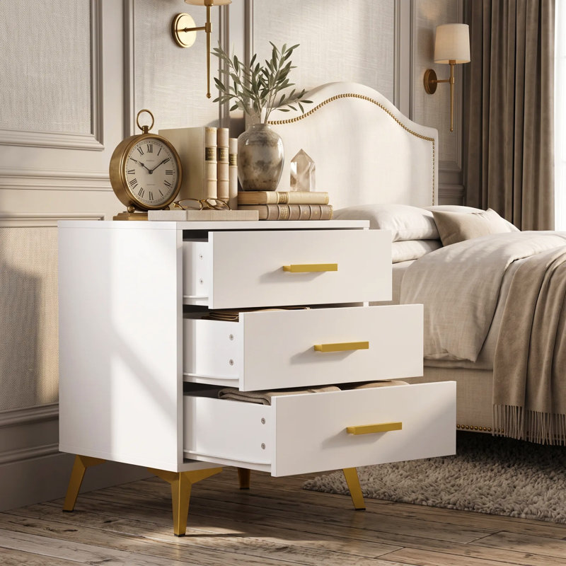 Hattenhauer 19.7" W 3-Drawer Nightstand, White