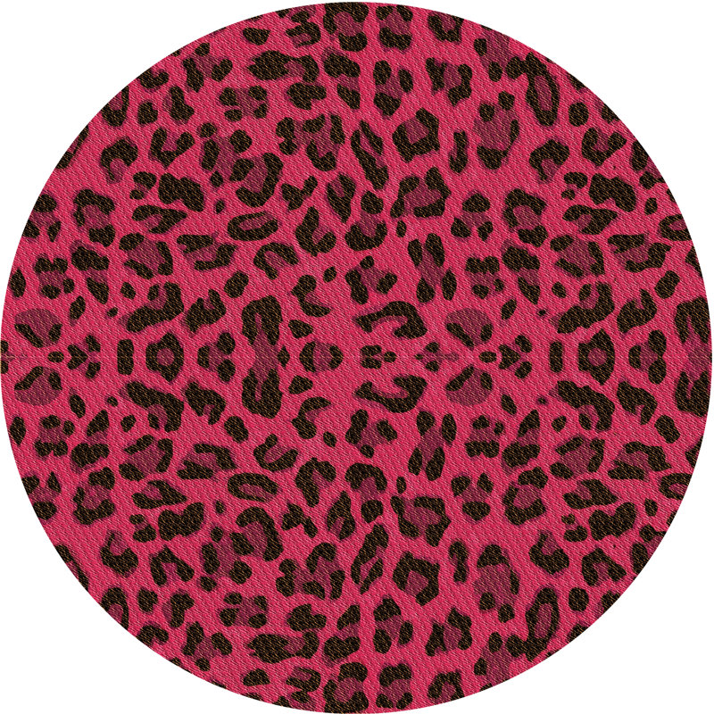 Tapis en laine rose / noir, Rond 8 pi