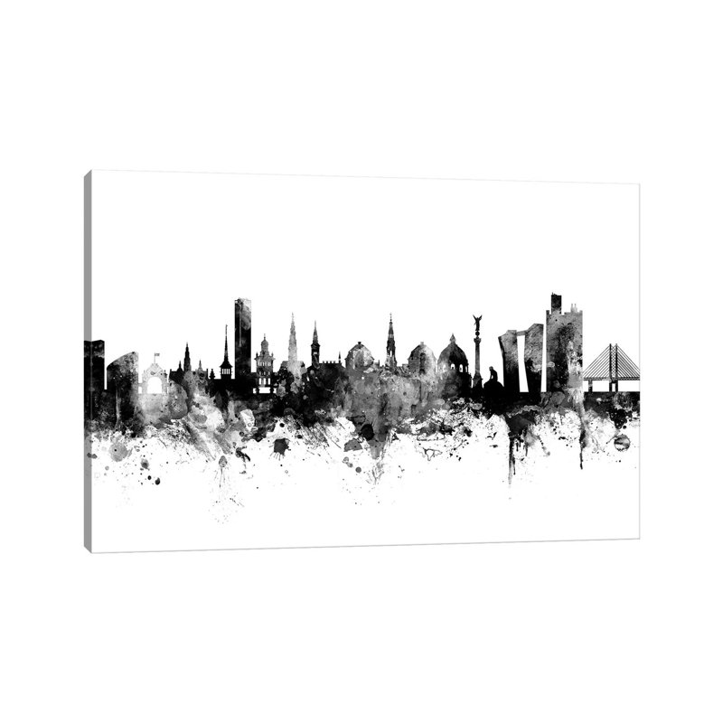 Copenhagen, Denmark In Black & White by Michael Tompsett - Wrapped Canvas Gallery-Wrapped Canvas Giclée