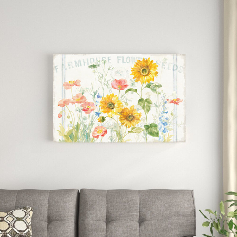 «Floursack Florals I» par Danhui Nai, reproduction d'art sur toile tendue, H 24 po x l 36 po