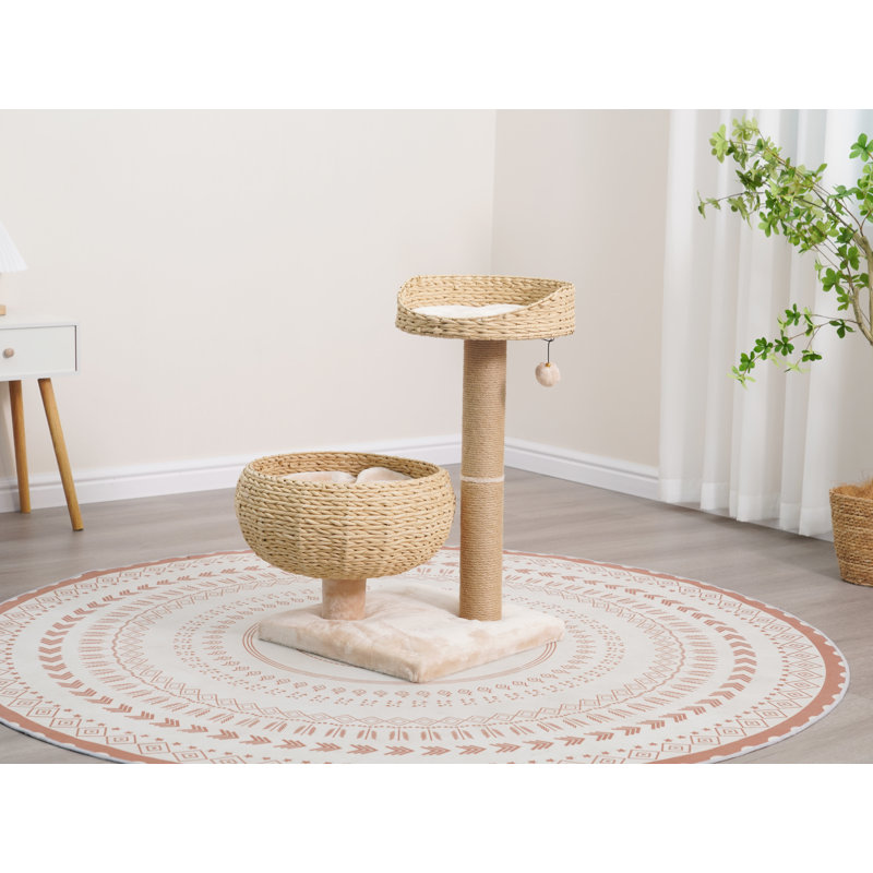 Medium Cream Sisal Cat Tree with Perches and Scratching Post