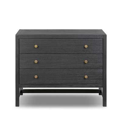 Soline 3 - Drawer Solid Wood Nightstand in Saddle Tan