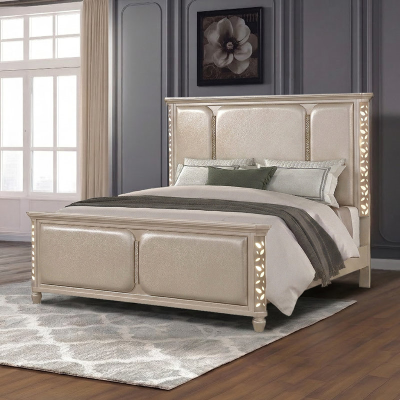 Ensemble de chambre à coucher avec panneau Celestial Glow Modern Glam, Queen