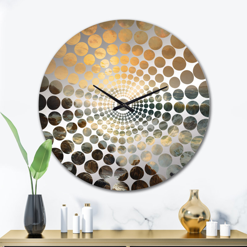 Horloge murale «Wild Ocean With Breaking Waves Golden Hour III», Très grand