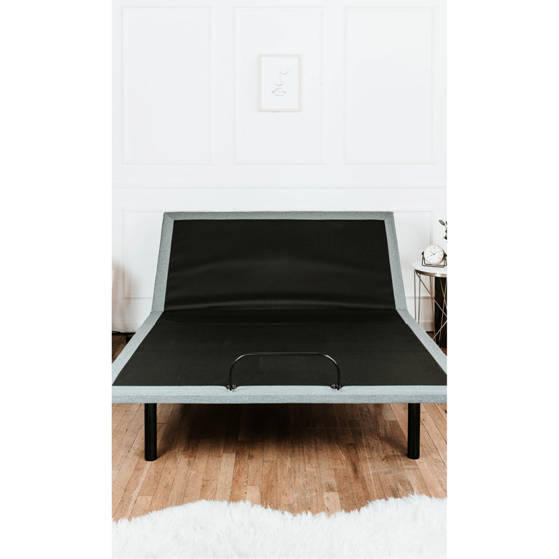 Base de lit simple réglable - Position de la tête et des pieds réglables, 4, massage double, éclairage, positions, télécommande sans fil avec lampe de poche, aucun sommier requis, tissu non tissé + tissé, cadre en acier