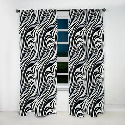 Rayures zébrées noires et blanches - Rideau en velours moderne - obscurcissant - 1 panneau