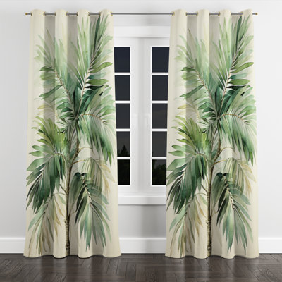 Verlia Minimalism Palm Tree Solitude III - Palm Trees Blackout Grommet Curtain - 1 Panel