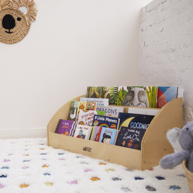 Natural Birch Toddler Book Display with Adjustable Shelves