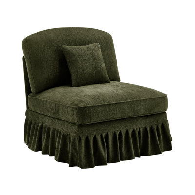 Armless Sofa Chenille W/1 Pillow -Green