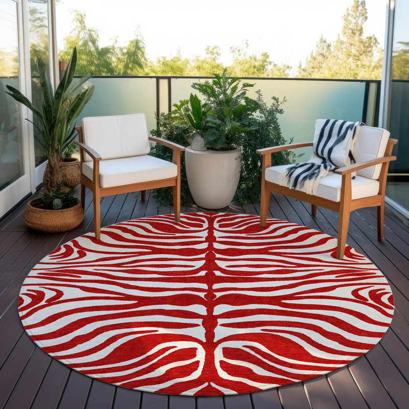 Tapis intérieur / extérieur rouge Solstice , 8 pi x 8 pi