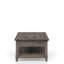 Table basse rustique à plateau relevable avec étagère de rangement et bois massif