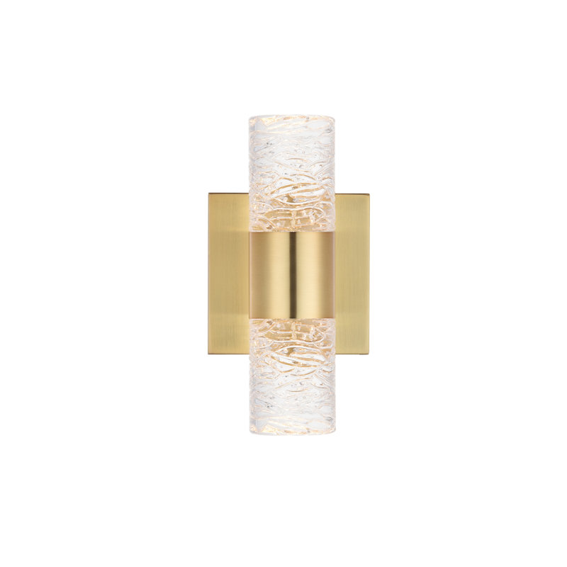 Bindschatel Dimmable LED Bath Sconce, Gold, 8.66" H x 4.53" W x 4.53" D