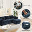 Canapé modulaire de 109 po, canapé modulaire désossé de 109 po, canapé compressé en forme de L 3 places dans une boîte, canapés à assise profonde en chenille moderne avec repose-pieds pour le salon, sans assemblage requis, Bule-1367604592
