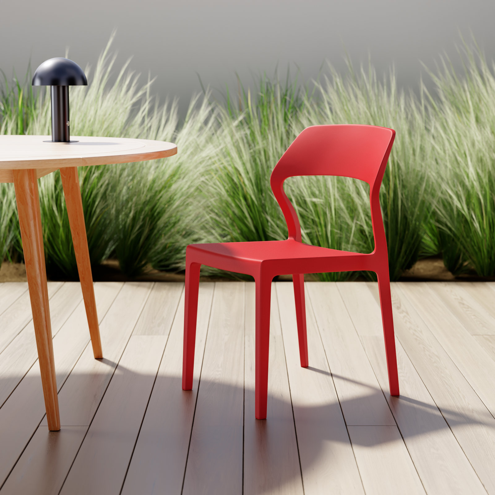 Farrah Stackable Patio Side Chair, Red