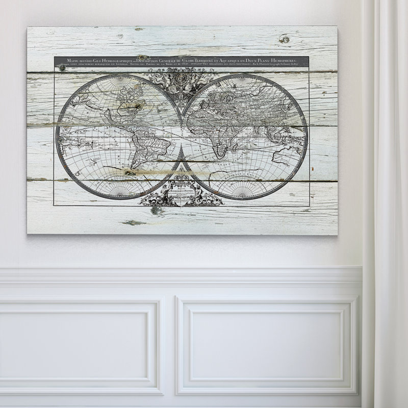 " World Map Hemispheres ", 18" H x 27" W x 1.5" D, Wrapped Canvas
