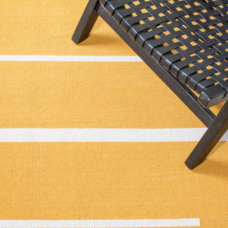 Estivalis Hand Woven Cotton Striped Rug, Rectangle 3' x 5'