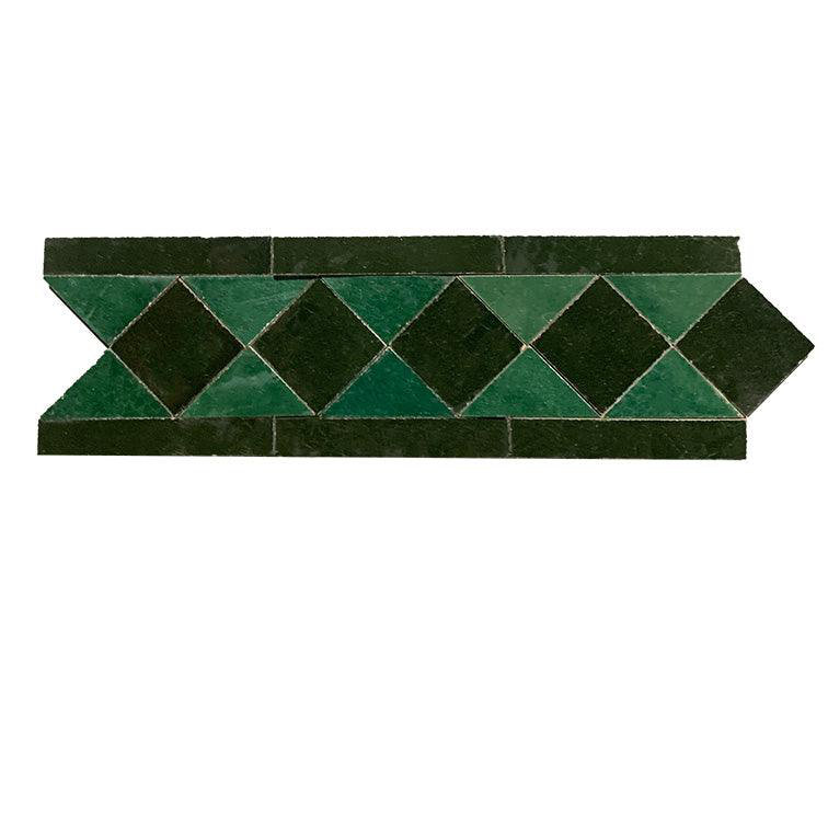 Dama 3.75" x 12" Clay Linear Mosaic Wall & Floor Tile, Dark Green