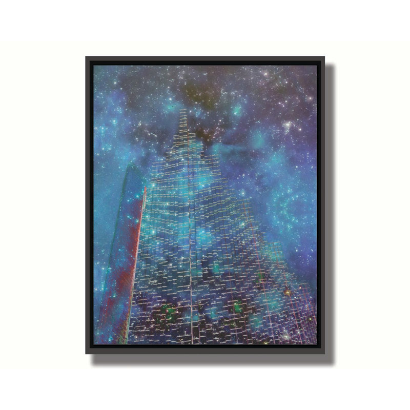 Sky High par Hal Halli. Estampe numérique, H 40,5 po x l 50,5 po, Cadre flottant sans passe-partout, Noir