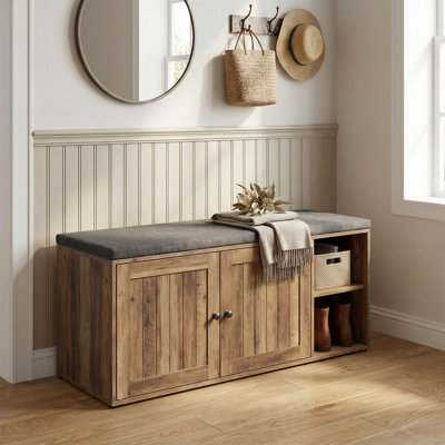 10 Pair Shoe Storage Bench, Tool-Free Assembly, With Adjustable Shelves