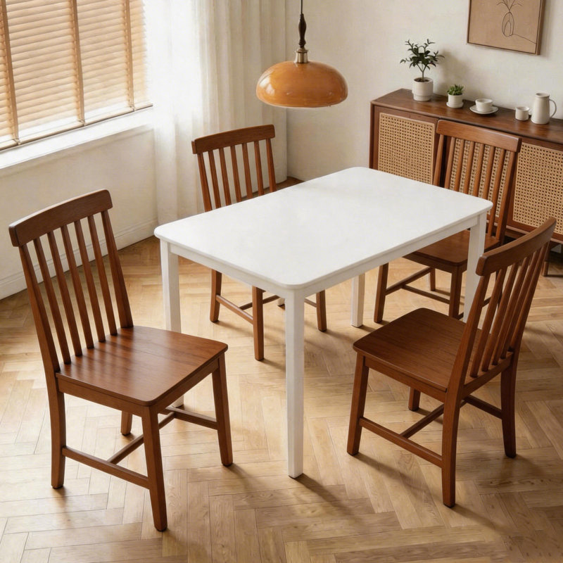 Solid Wood Space Saving Kitchen Dining Set, Brown
