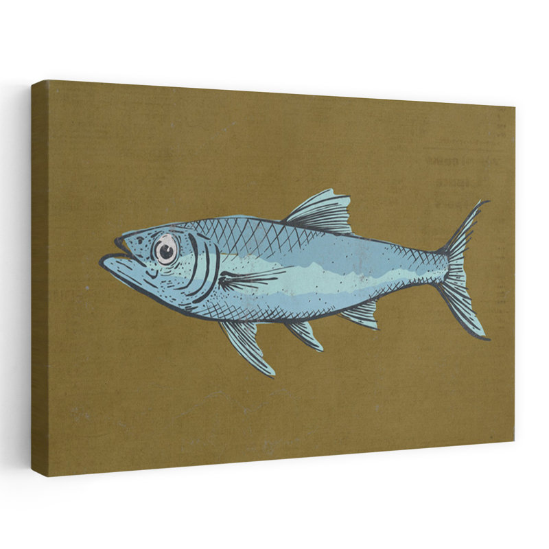 Contemporary Art Retro Rustic Vintage Fish Nature Ocean Wall Art, 12" H x 8" W