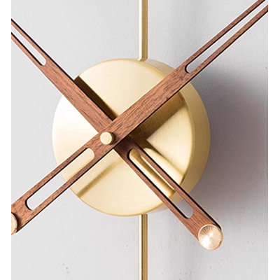 Golden Metal Solid Wood Round Wall Clocks
