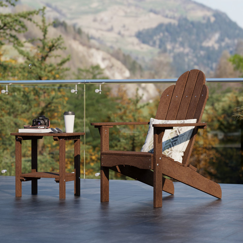 Classic 3-Piece Adirondack Set with Side Table, Tudor Brown