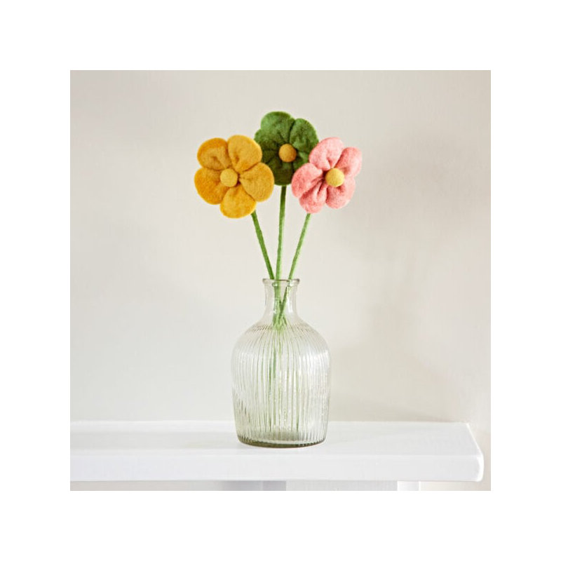 Handmade felt flowers pack of 3