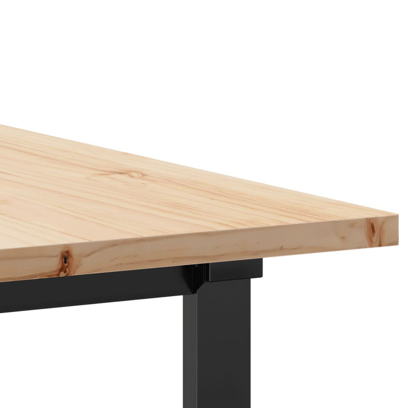 Dining Table O-Frame 75.5 Cm Solid Wood Pine And Steel, 75.5cm H x 180cm W x 90cm D