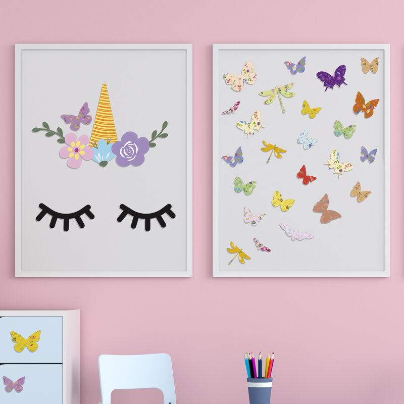 Sleeping Unicorn with Butterflies Kids Wall Sticker