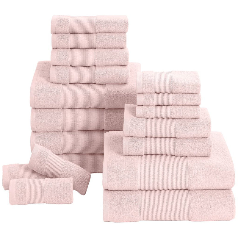 Modern Threads - Ensemble de serviettes en coton 100% zéro torsion 18 pièces Air Cloud - Serviettes de bain, débarbouillettes et débarbouillettes - Super absorbant et séchage rapide - 500 g / m² - Doux et moelleux