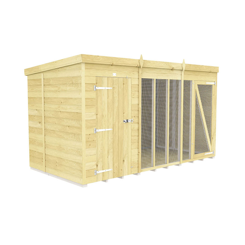 Dog Kennel and Run Full Height, 201cm H x 358cm W x 178cm D