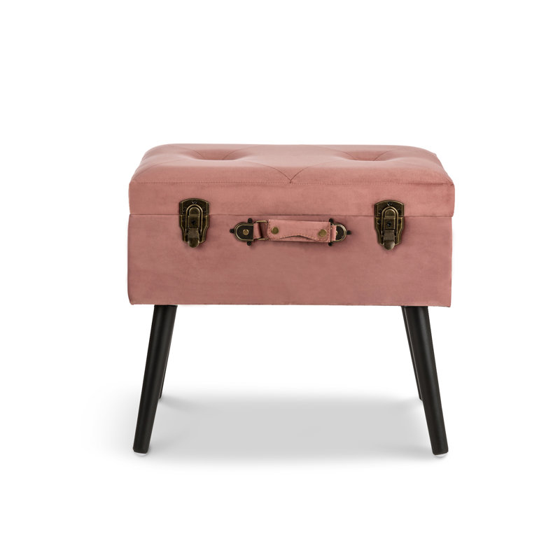 Tabouret de coiffeuse en bois massif Coleridge, Rose