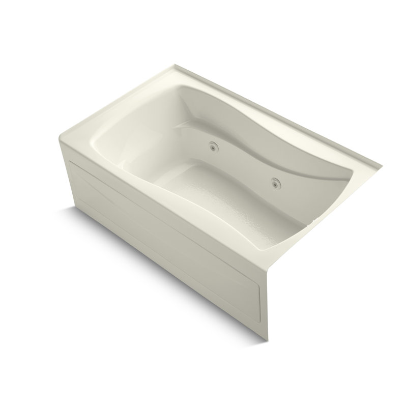 Mariposa 60" x 36" Drop In Whirlpool Bathtub, Biscuit, Right