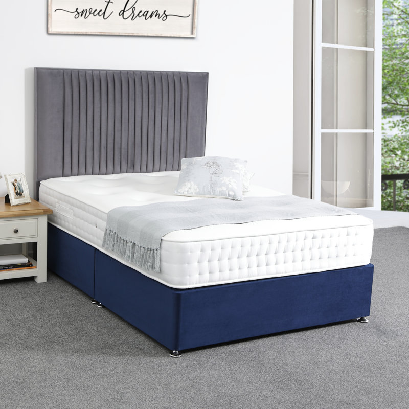 Rine Upholstered Headboard, Small Double (4'), Plush Steel, Velvet