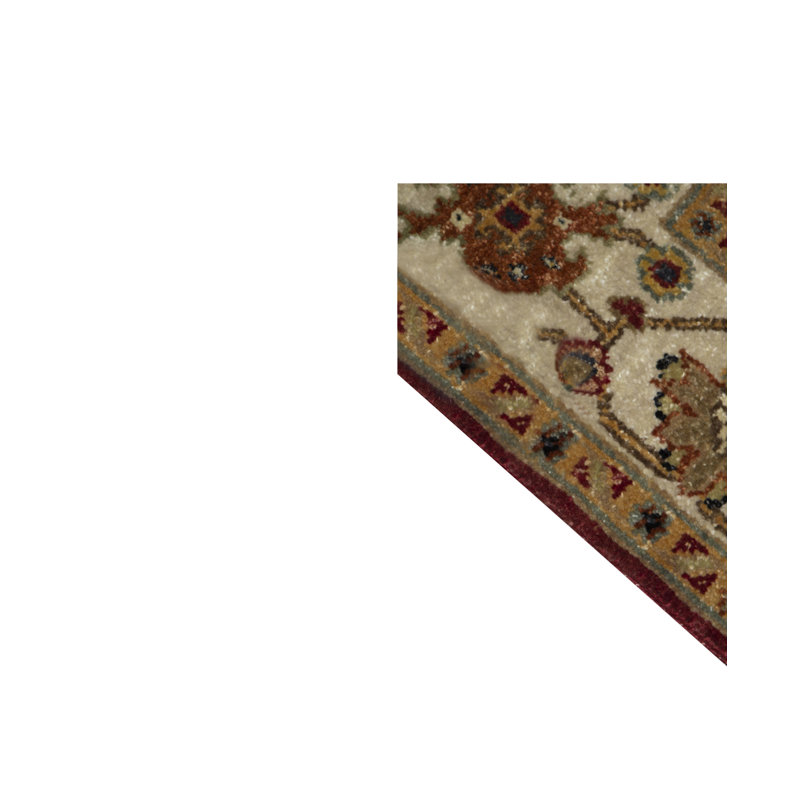 Tapis rouge et ivoire noué à la main de haute qualité