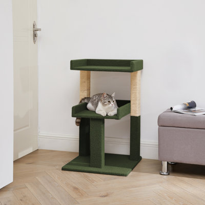 Tott and Eling 2-Tier Cat Tree Tower; Cat Condo with Perch; Sturdy Cat Towers for Large Indoor Cats
