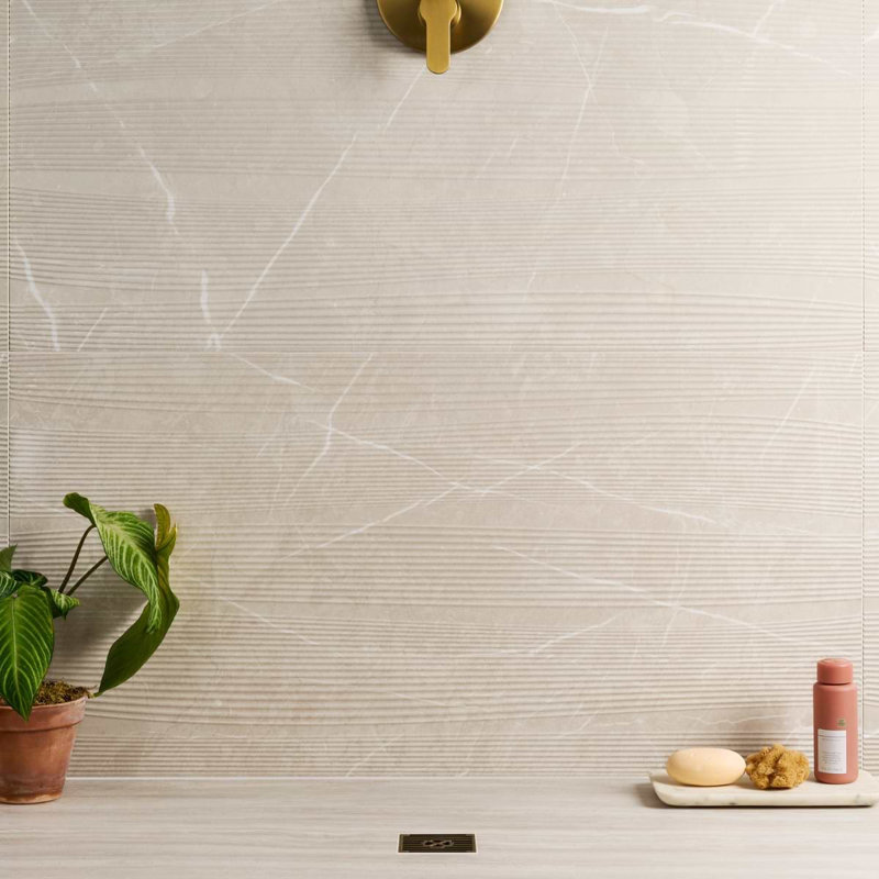 Autograph Vibe 24X48 3D TeXtured Marble Look Matte Porcelain Tile, Caldia Oro White