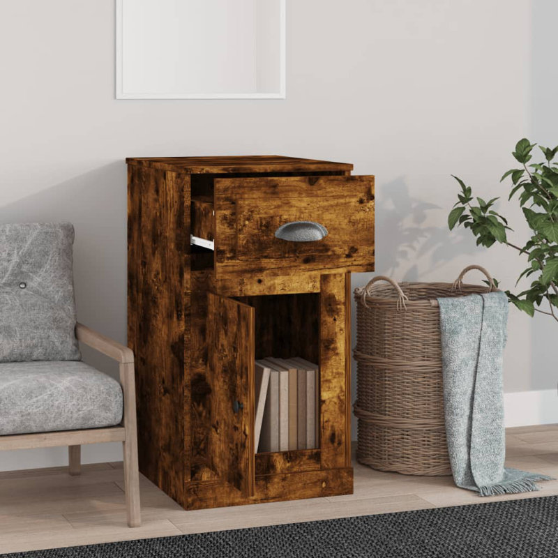 Lauchlen 1 - Door Accent Cabinet, Smoked Oak