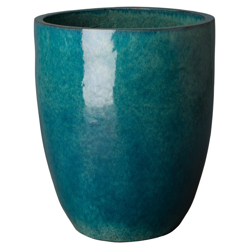 Silsbee Handmade Ceramic Planter, Teal, 19" H x 22" W x 22" D