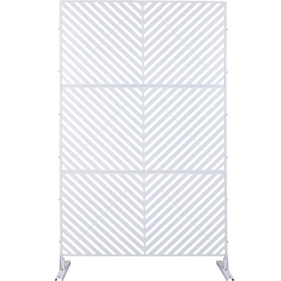 Clôture d'intimité en métal autoportante de 193 cm de haut et 122 cm de large - Panneaux blancs pour terrasse, pelouse, jardin et balcon, utilisables à l'intérieur comme à l'extérieur.
