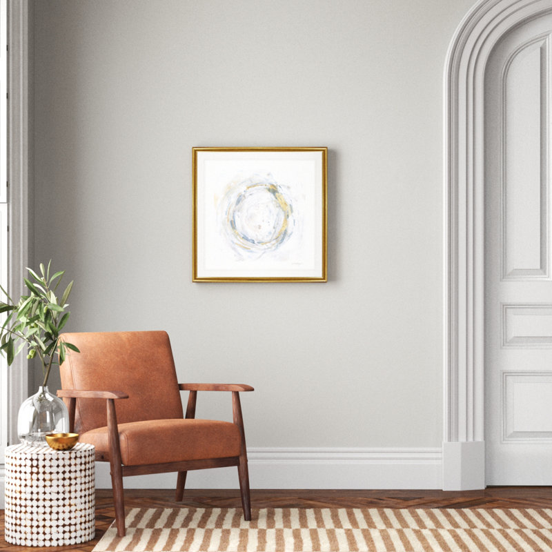 «E Halcyon Whirl II», peinture sur toile, Cadre doré, H 26,5 po x l 26,5 po x P 1,5 po