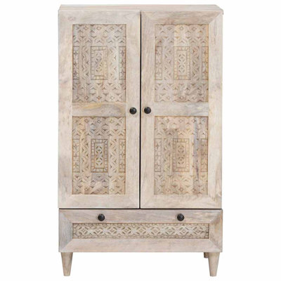 Highboard with Drawer with Shelf with Storage Solid mango wood Modern