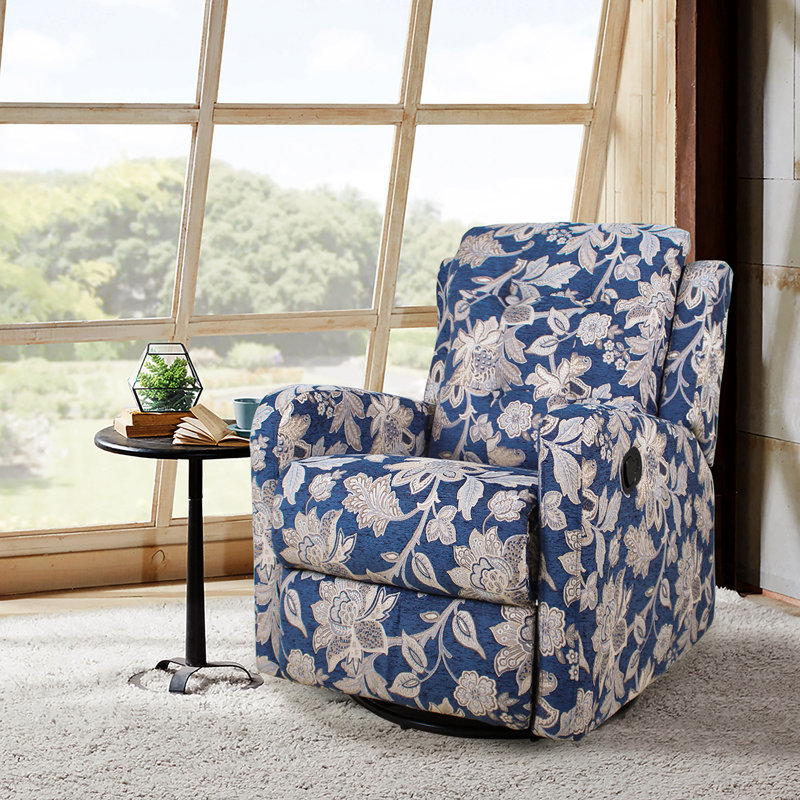 Fauteuil inclinable manuel berçant Salome, Mélange de polyester bleu marine