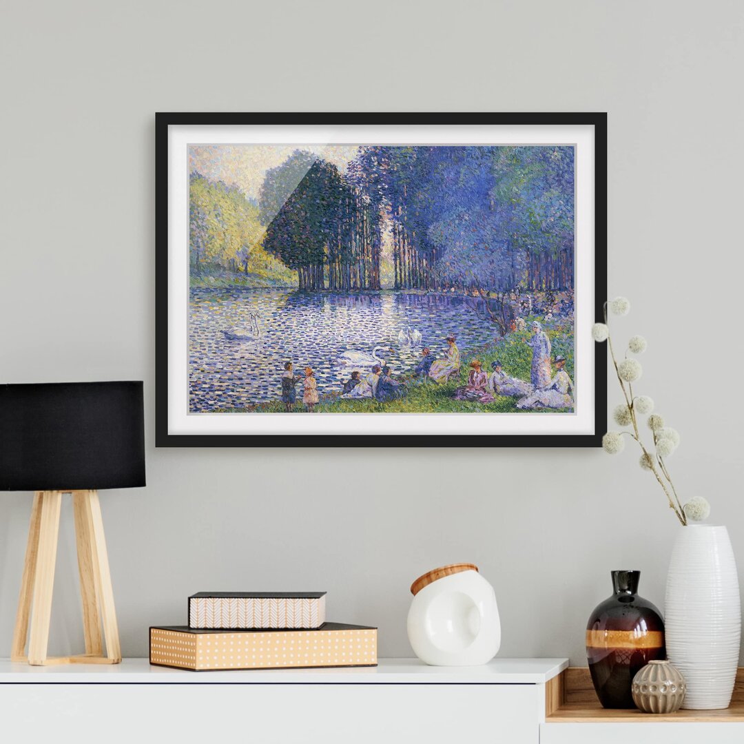 Gerahmtes Poster Der See im Bois de Boulogne von Henri Edmond Cross